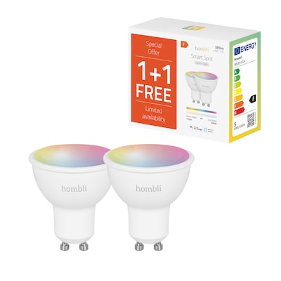 XF 16  günstig Kaufen-Hombli smarte Glühbirne GU10 5W RGB, 2er Pack. Hombli smarte Glühbirne GU10 5W RGB, 2er Pack <![CDATA[• LED / GU10-Sockel / 5 W / 350 Lumen • Dimmbares weißes und farbiges Licht • Wählen Sie aus 16 Millionen Farben • Sprachsteuerung vi
