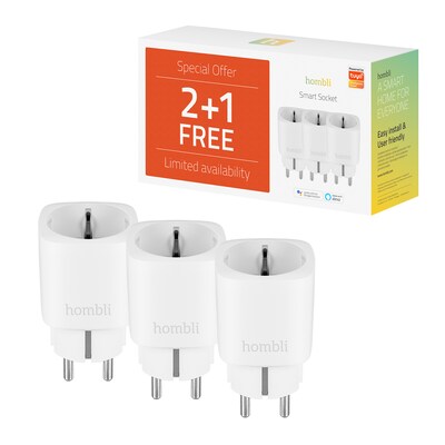 Plug S günstig Kaufen-Hombli Smart Plug Steckdose EU weiß, 3er Pack. Hombli Smart Plug Steckdose EU weiß, 3er Pack <![CDATA[• Smarte WLAN-Steckdose • 220-250 V / bis zu 3680 W / bis zu 16 A • Mechanischer Ein-Aus-Schalter • Messung des Stromverbrauchs • Tim