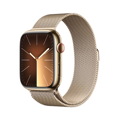 Apple Watch günstig Kaufen-Apple Watch Series 9 LTE 45mm Edelstahl Gold Milanaise Gold. Apple Watch Series 9 LTE 45mm Edelstahl Gold Milanaise Gold <![CDATA[• LTPO-OLED Display • 1 Tage Akkulaufzeit • Edelstahl Gehäuse]]>. 