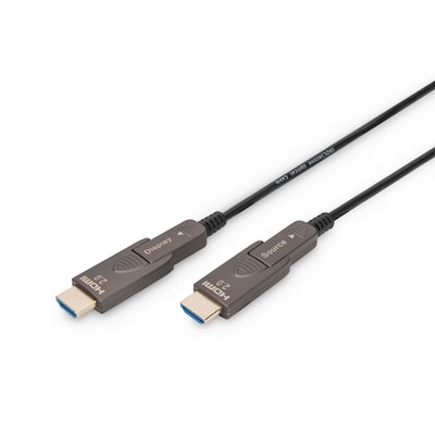 HD 4K günstig Kaufen-DIGITUS 4K HDMI AOC Verbindungskabel HDMI auf HDMI Abnehmbare Stecker 4K 10m. DIGITUS 4K HDMI AOC Verbindungskabel HDMI auf HDMI Abnehmbare Stecker 4K 10m <![CDATA[• HDMI-Kabel • Anschlüsse: HDMI A / HDMI D und HDMI A / HDMI D • Farbe: schwarz, Lä