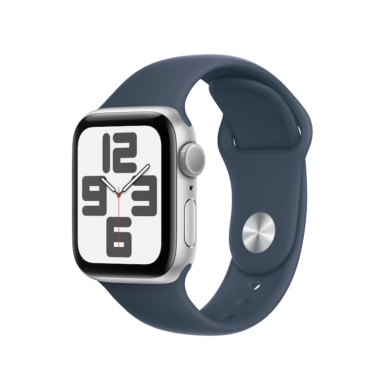 Apple Watch SE (2. Gen) GPS 40mm Alu Silber Sportarmband Sturmblau - M/L