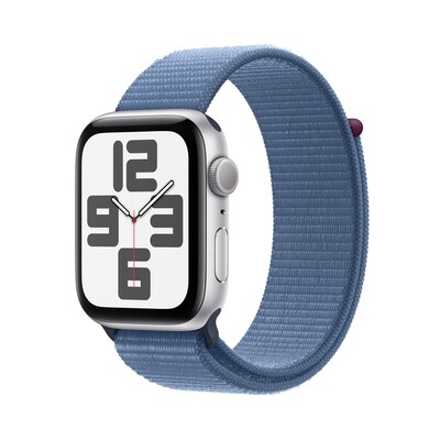Apple Watch SE (2. Gen) GPS 44mm Alu Silber Sport Loop Armband Winterblau