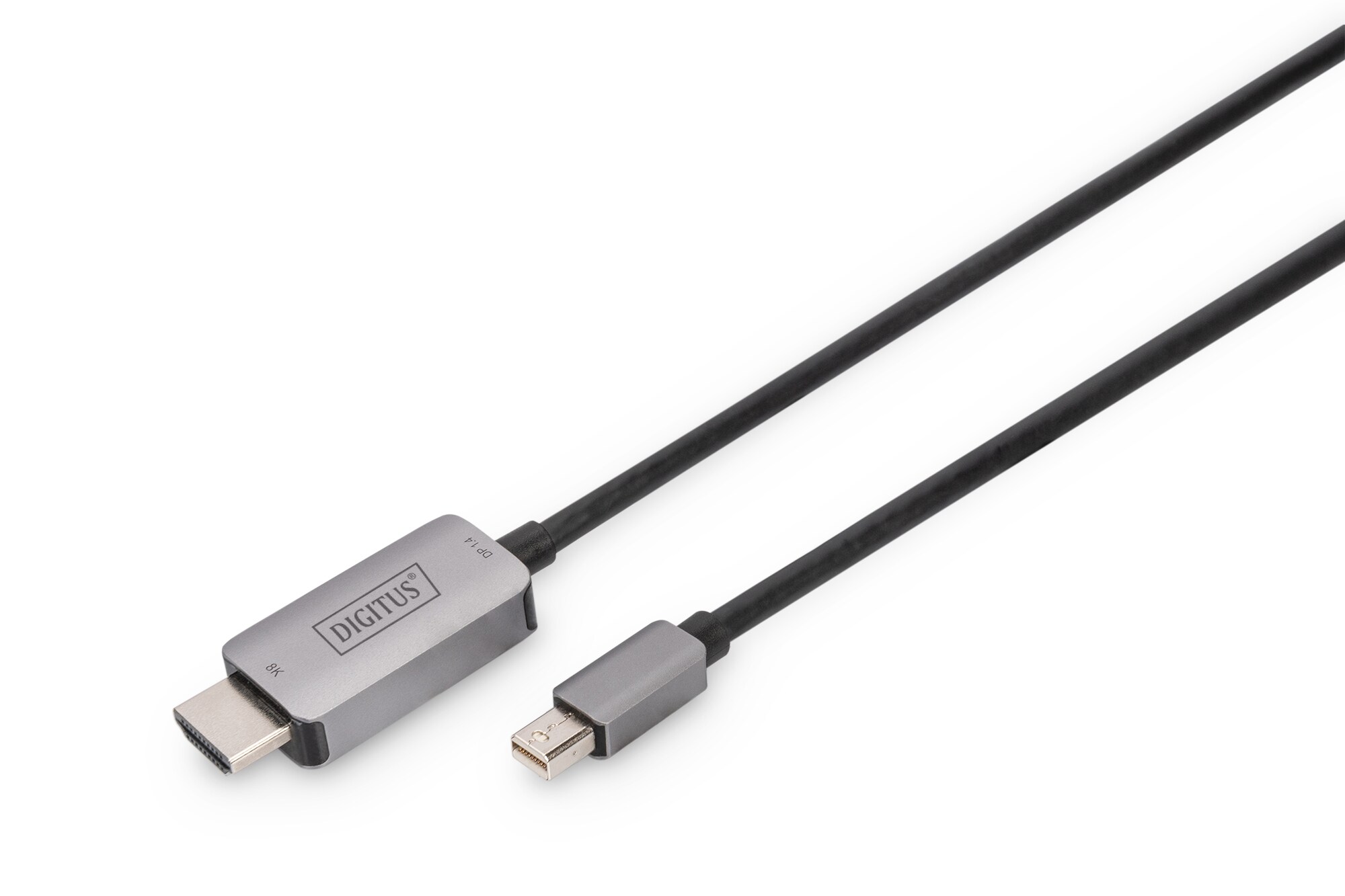 DIGITUS 8K Adapterkabel mini DP zu HDMI M/M Alugeh&auml;use, 1m