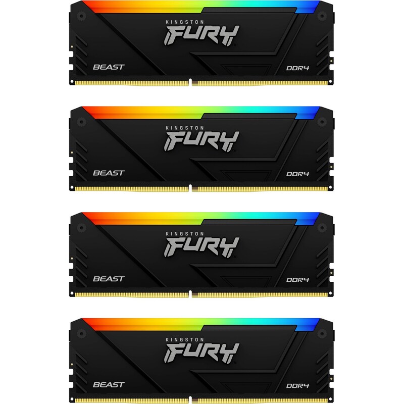 64GB (4x16GB) KINGSTON FURY Beast RGB DDR4-3200 CL16 RAM Gaming Arbeitsspeicher