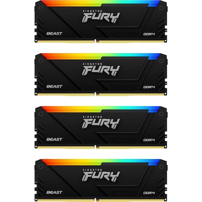 Fury günstig Kaufen-64GB (4x16GB) KINGSTON FURY Beast RGB DDR4-3200 CL16 RAM Gaming Arbeitsspeicher. 64GB (4x16GB) KINGSTON FURY Beast RGB DDR4-3200 CL16 RAM Gaming Arbeitsspeicher <![CDATA[• 64 GB (RAM-Module: 4 Stück) • DDR4-RAM 3200 MHz • CAS Latency (CL) 16 • An