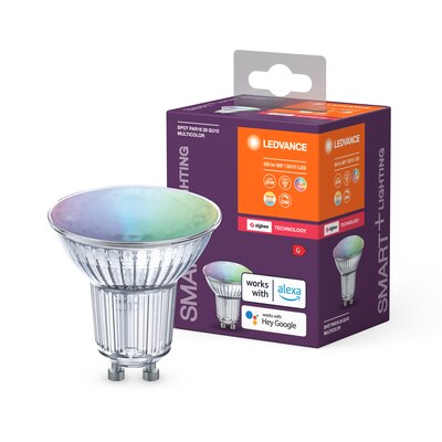 Home RGB günstig Kaufen-Ledvance Smarte LED-Reflektorlampe "SPOT PAR16", ZigBee, 4,9W, GU10, RGBTW, Klar. Ledvance Smarte LED-Reflektorlampe "SPOT PAR16", ZigBee, 4,9W, GU10, RGBTW, Klar <![CDATA[• ZigBee Produkt • Steuerung über kompatibles Smart-Home-Syste