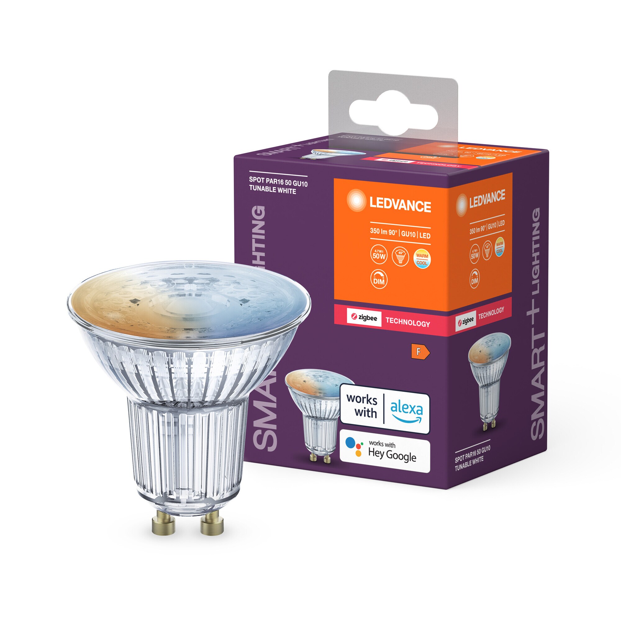 Ledvance Smarte LED-Reflektorlampe &quot;SPOT PAR16&quot;, Zigbee, 4,9W, GU10, TW, Matt