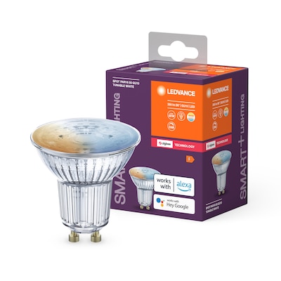 Halogenlampe günstig Kaufen-Ledvance Smarte LED-Reflektorlampe "SPOT PAR16", Zigbee, 4,9W, GU10, TW, Matt. Ledvance Smarte LED-Reflektorlampe "SPOT PAR16", Zigbee, 4,9W, GU10, TW, Matt <![CDATA[• ZigBee Produkt • Echter Ersatz für eine 50W Halogenlampe • Gerin