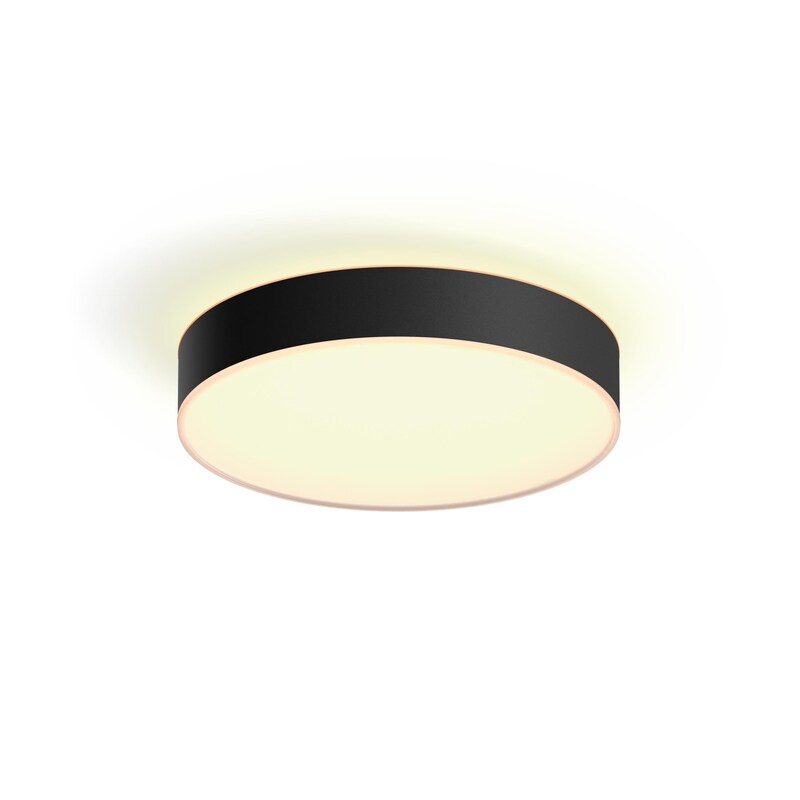 Philips Hue White Ambiance Enrave Deckenleuchte rund schwarz + Dimmschalter • M