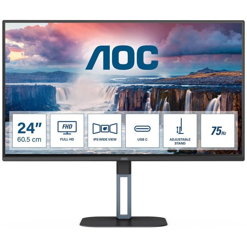 AOC 24V5C 60,5cm (23,8") FHD IPS Office Monitor 16:9 HDMI/DP/ USB-C PD65W 75Hz