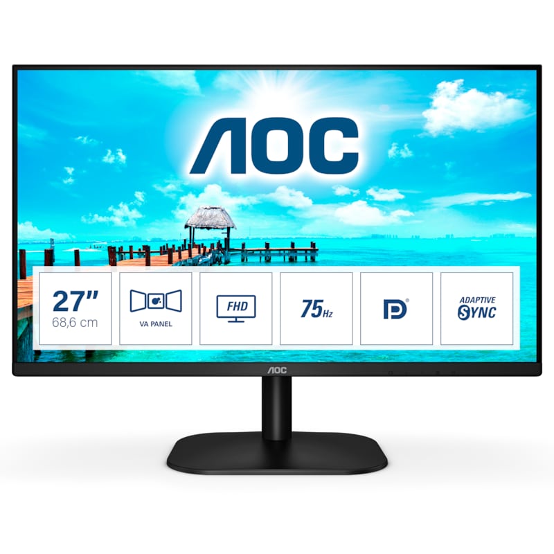 AOC 27B2QAM 68,6cm (27") FHD VA Office Monitor 16:9 HDMI/DP/VGA 75Hz 4ms