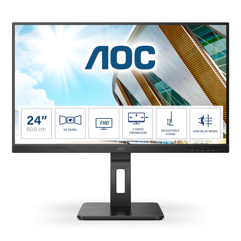 AOC 24P2QM 60,5cm (23,8") FHD VA Office Monitor 16:9 HDMI/DP/DVI/VGA/USB 75Hz
