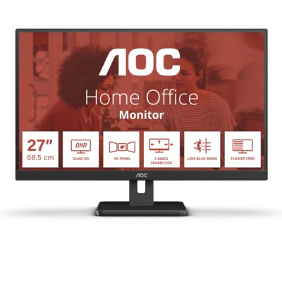 Image of AOC Q27E3UAM 68,6cm (27") QHD VA Office Monitor 16:9 HDMI/DP/USB 75Hz 4ms Sync