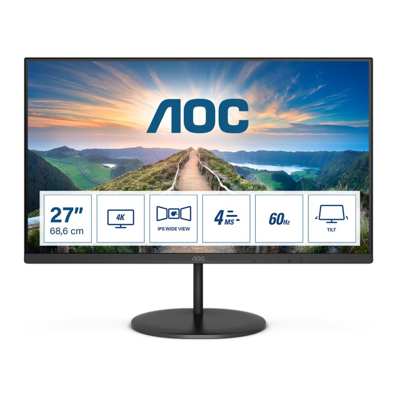 AOC U27V4EA 68,6cm (27") 4K UHD IPS Office Monitor 16:9 HDMI/DP 60Hz Sync 4ms