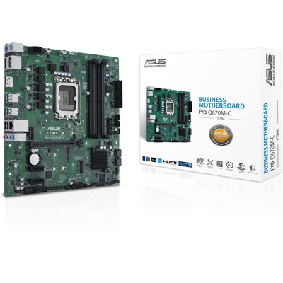 Hi Fi  günstig Kaufen-ASUS Pro Q670M-C-CSM mATX Mainboard Sockel 1700 M.2/HDMI/2xDP. ASUS Pro Q670M-C-CSM mATX Mainboard Sockel 1700 M.2/HDMI/2xDP <![CDATA[• ATX Mainboard mit Sockel Intel 1700 für Intel Core 13./12. Gen. CPU • Intel H670-Chipsatz, keine Grafik • 128 GB