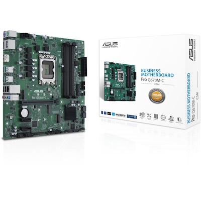 HD SAT günstig Kaufen-ASUS Pro Q670M-C-CSM mATX Mainboard Sockel 1700 M.2/HDMI/2xDP. ASUS Pro Q670M-C-CSM mATX Mainboard Sockel 1700 M.2/HDMI/2xDP <![CDATA[• ATX Mainboard mit Sockel Intel 1700 für Intel Core 13./12. Gen. CPU • Intel H670-Chipsatz, keine Grafik • 128 GB