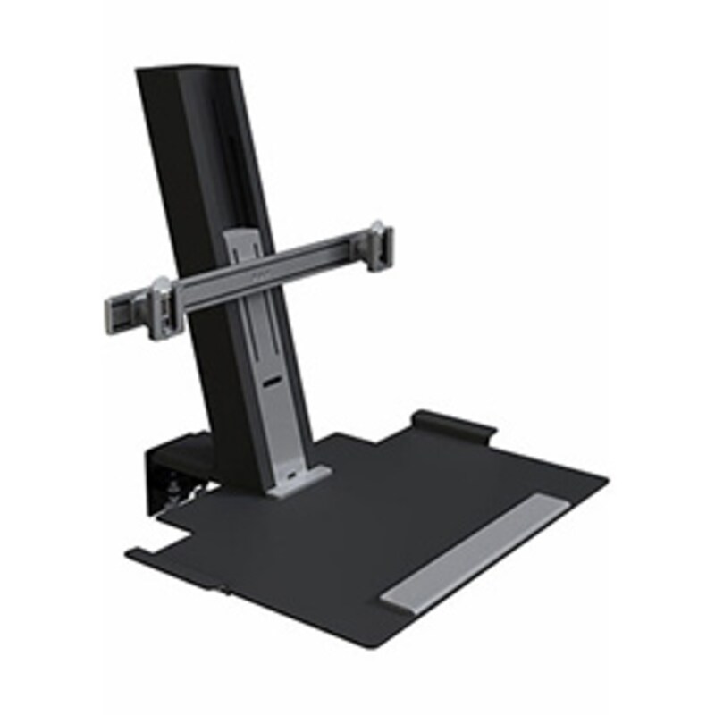 Humanscale QuickStand für zwei Monitore, große Tastaturablage, schwarz