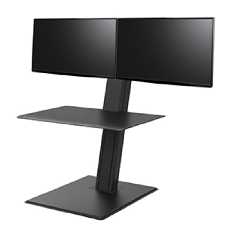 Humanscale QuickStand Eco für zwei Monitore, große Tastaturablage, schwarz