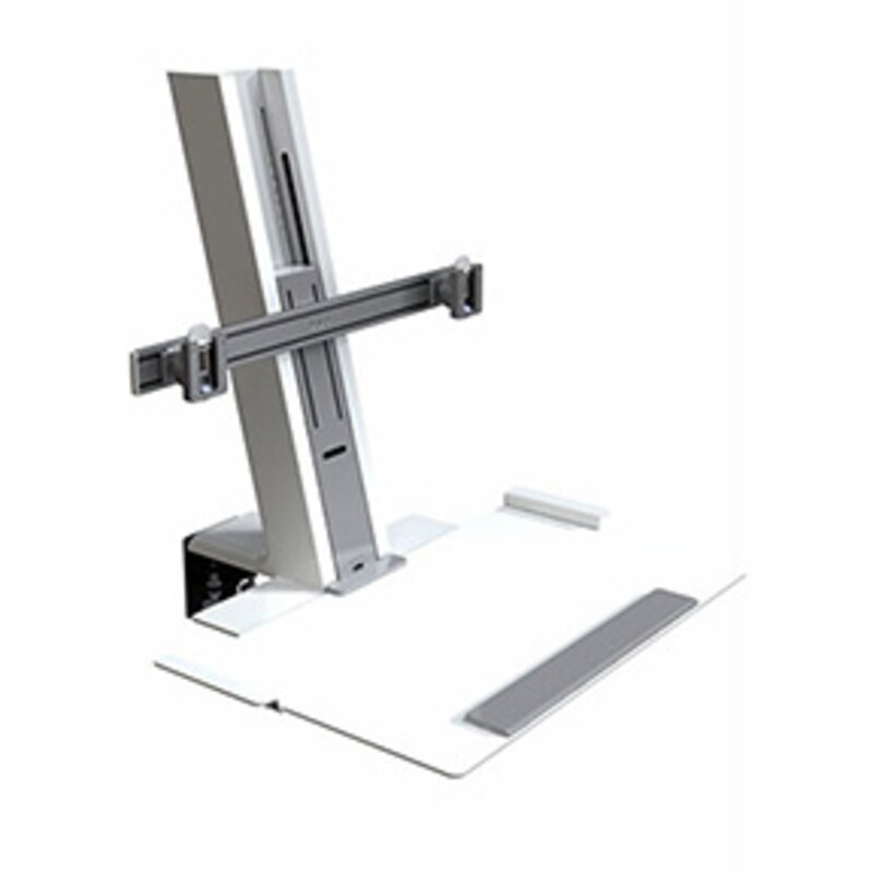 Humanscale QuickStand für zwei Monitore, große Tastaturablage, weiß