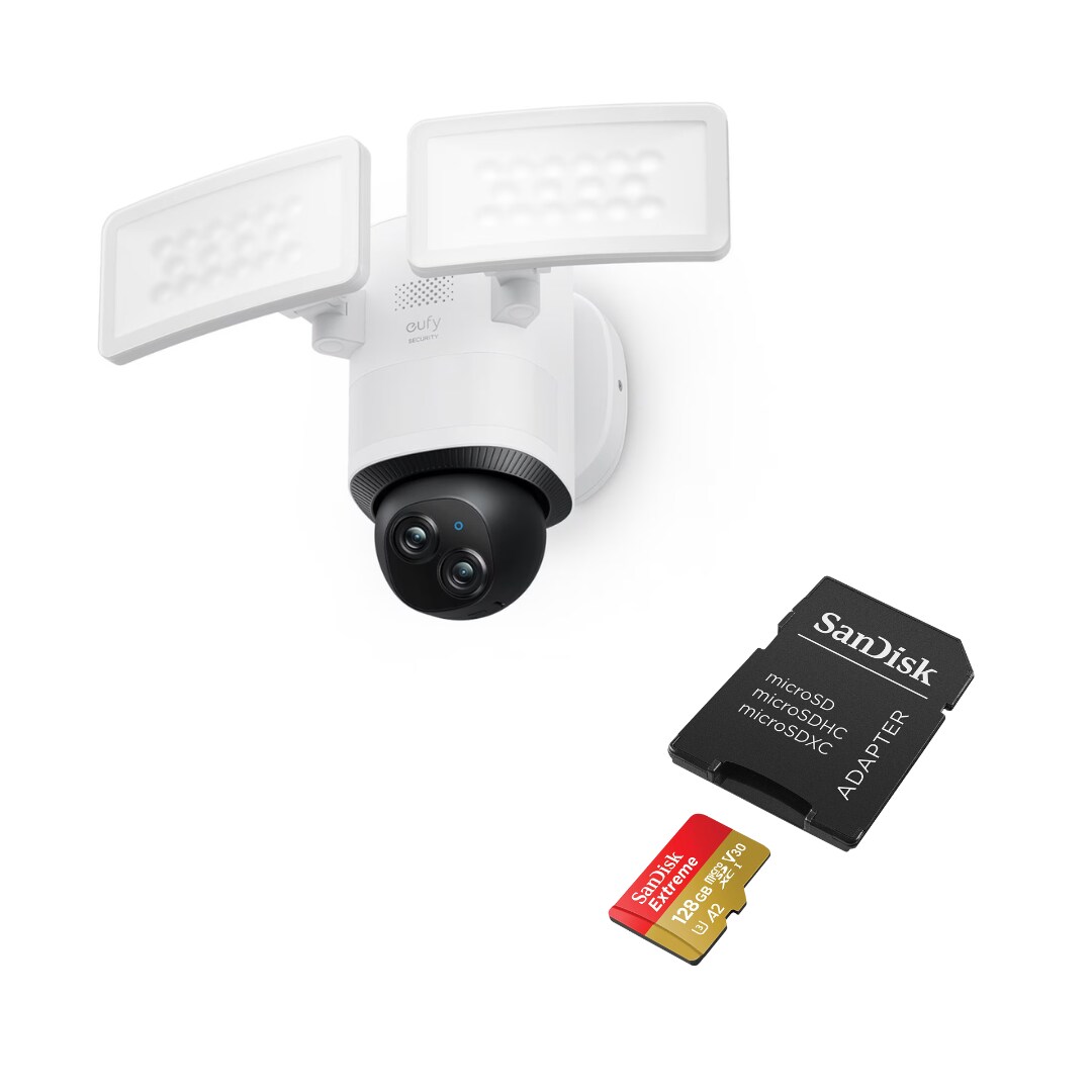 eufy E340 &Uuml;berwachungskamera 3K Floodlight Dual-Cam Outdoor + 128 GB SD-Karte