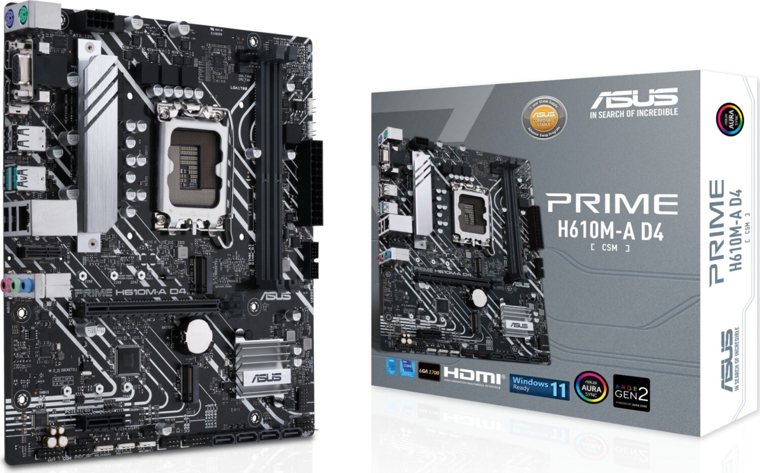 ASUS PRIME H610M-A-CSM D4 mATX Mainboard Sockel 1700 HDMI/DP/VGA