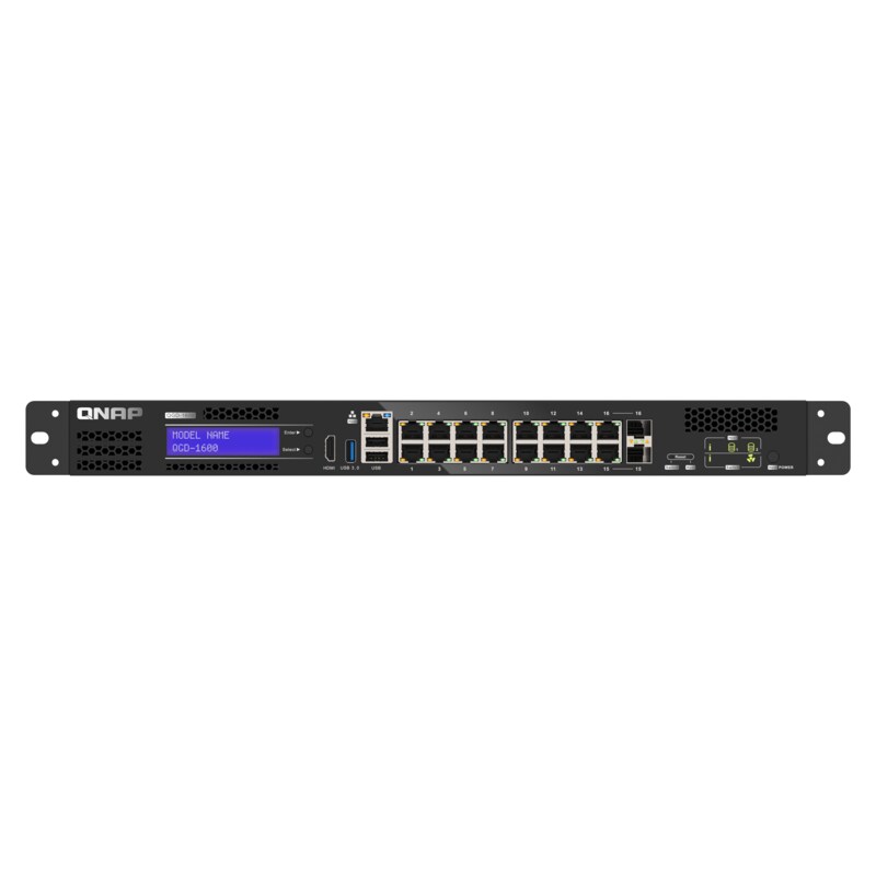 QNAP QGD-1600-4G 16 port 1Gbps Switch, 2 SFP+ and RJ 45 Combo Port, 1 Host port