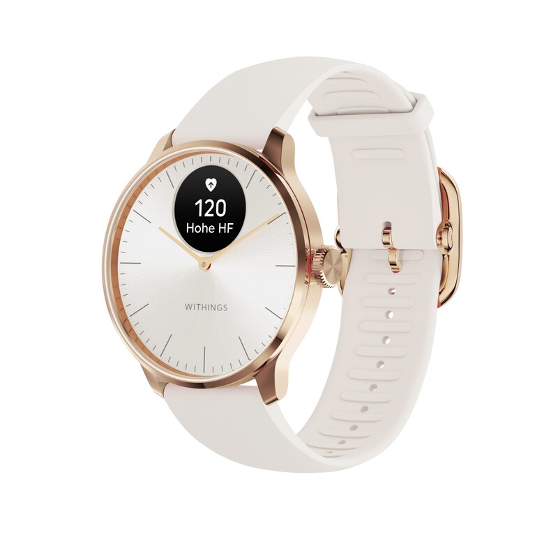 Withings ScanWatch Light rosegold weiß Herzfrequenzmessung, Schlafüberwachung