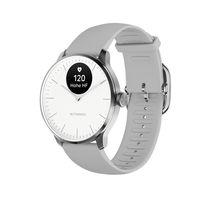 Withings ScanWatch Light weiß/grau Herzfrequenzmessung, Schlafüberwachung