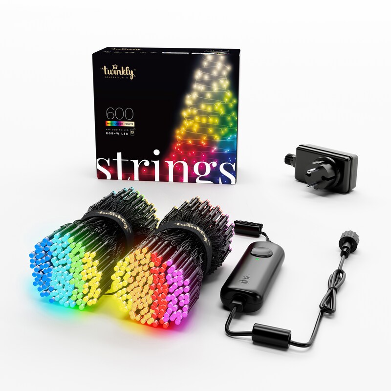 twinkly Smarte Lichterkette STRINGS mit 600 5mm LED RGBW , Kabel schwarz, 48m