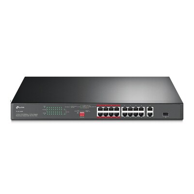 Gigabit LAN günstig Kaufen-TP-Link TL-SL1218P 16x LAN (16x PoE+). TP-Link TL-SL1218P 16x LAN (16x PoE+) <![CDATA[• 16 10/100Mbit/s-Ports, 2 10/100/1000Mbit/s-RJ45 Ports • und 1 Combo-Gigabit-SFP-Slot • PoE+-Leistungsaufnahme bis zu 30W per Port • Durchsatz optimiert f. Vide