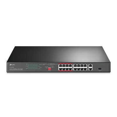 ab 21  günstig Kaufen-TP-Link TL-SL1218P 16x LAN (16x PoE+). TP-Link TL-SL1218P 16x LAN (16x PoE+) <![CDATA[• 16 10/100Mbit/s-Ports, 2 10/100/1000Mbit/s-RJ45 Ports • und 1 Combo-Gigabit-SFP-Slot • PoE+-Leistungsaufnahme bis zu 30W per Port • Durchsatz optimiert f. Vide