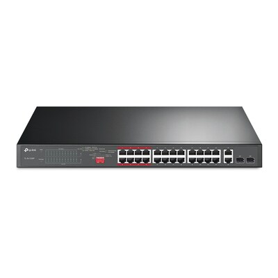 SA 2 günstig Kaufen-TP-Link TL-SL1226P PoE+ Switch 26-Port 10/100Mbps. TP-Link TL-SL1226P PoE+ Switch 26-Port 10/100Mbps <![CDATA[• 24 10/100Mbit/s-Ports, 2 10/100/1000Mbit/s-RJ45 Ports • und 2 Combo-Gigabit-SFP-Slots • PoE+-Leistungsaufnahme bis zu 30W per Port • Du