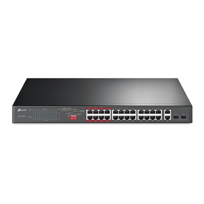 10 in  günstig Kaufen-TP-Link TL-SL1226P PoE+ Switch 26-Port 10/100Mbps. TP-Link TL-SL1226P PoE+ Switch 26-Port 10/100Mbps <![CDATA[• 24 10/100Mbit/s-Ports, 2 10/100/1000Mbit/s-RJ45 Ports • und 2 Combo-Gigabit-SFP-Slots • PoE+-Leistungsaufnahme bis zu 30W per Port • Du