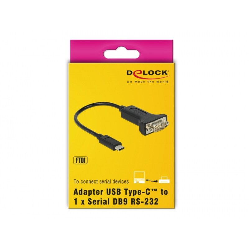 Delock Adapter USB Type-C™ > 1 x Seriell DB9 RS-232 15cm schwarz
