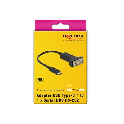 Type  günstig Kaufen-Delock Adapter USB Type-C™ > 1 x Seriell DB9 RS-232 15cm schwarz. Delock Adapter USB Type-C™ > 1 x Seriell DB9 RS-232 15cm schwarz <![CDATA[• Adapter • Anschlüsse: USB Typ C und Seriell • Farbe: schwarz, Länge: 0,15m]]>. 