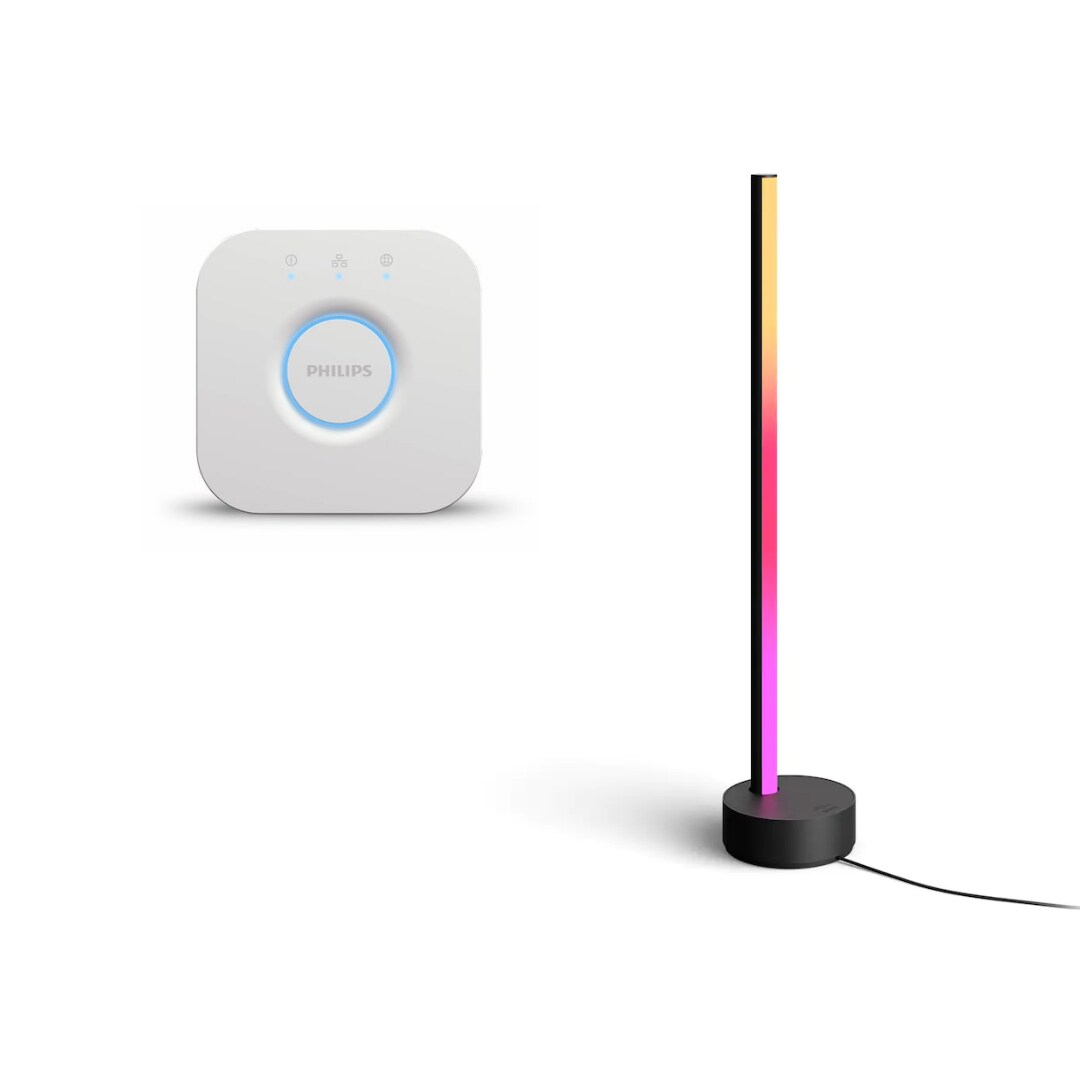 *Philips Hue Gradient Signe Tischleuchte schwarz inkl. Google Nest Mini