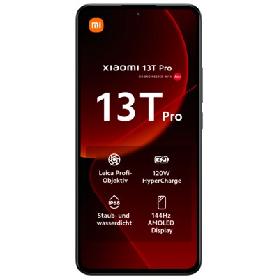 Rot+Schwarz günstig Kaufen-Xiaomi 13T Pro 5G 12/512GB Dual-SIM Smartphone black EU. Xiaomi 13T Pro 5G 12/512GB Dual-SIM Smartphone black EU <![CDATA[• Farbe: schwarz • 3,35 GHz MediaTek Dimensity 9200+ Octa-Core-Prozessor • 50 Megapixel Hauptkamera • 16,9 cm (6,67 Zoll) AMO
