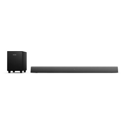 hi w  günstig Kaufen-Philips Soundbar 2.1 TAB5308/10 schwarz mit kabellosem Subwoofer. Philips Soundbar 2.1 TAB5308/10 schwarz mit kabellosem Subwoofer <![CDATA[• Sound für Musik, TV, Filme und mehr • 2.1-Kanal, mit Bluetooth, kabelloser Subwoofer • Integrierte Wandhal