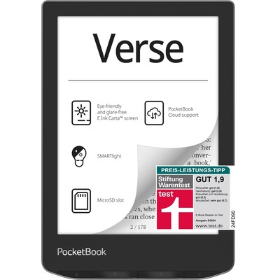 LE grey günstig Kaufen-PocketBook Verse eReader mist grey mit 212 DPI 8 GB. PocketBook Verse eReader mist grey mit 212 DPI 8 GB <![CDATA[• Display: 758 × 1024 • Speicher: 8 GB • Beleuchtung: 16 (Graustufen)]]>. 