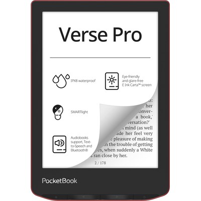 Book 8 günstig Kaufen-PocketBook Verse Pro eReader passion red mit 300 DPI 16 GB. PocketBook Verse Pro eReader passion red mit 300 DPI 16 GB <![CDATA[• Display: 1072 × 1448 • Speicher: 16 GB • Beleuchtung: 16 (Graustufen)]]>. 