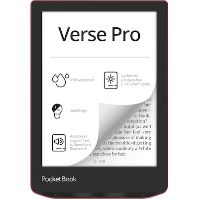 00 F  günstig Kaufen-PocketBook Verse Pro eReader passion red mit 300 DPI 16 GB. PocketBook Verse Pro eReader passion red mit 300 DPI 16 GB <![CDATA[• Display: 1072 × 1448 • Speicher: 16 GB • Beleuchtung: 16 (Graustufen)]]>. 