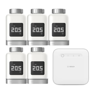 SE 2022 günstig Kaufen-Bosch Smart Home Starter Set Smarte Heizung • 5x smartes Thermostat. Bosch Smart Home Starter Set Smarte Heizung • 5x smartes Thermostat <![CDATA[• Gezielte Temperatur-Steuerung in jedem Raum • Kontinuierliche Messung der aktuellen Raumt