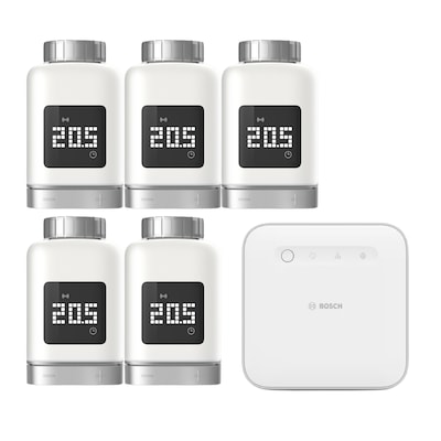 02 L  günstig Kaufen-Bosch Smart Home Starter Set Smarte Heizung • 5x smartes Thermostat. Bosch Smart Home Starter Set Smarte Heizung • 5x smartes Thermostat <![CDATA[• Gezielte Temperatur-Steuerung in jedem Raum • Kontinuierliche Messung der aktuellen Raumt