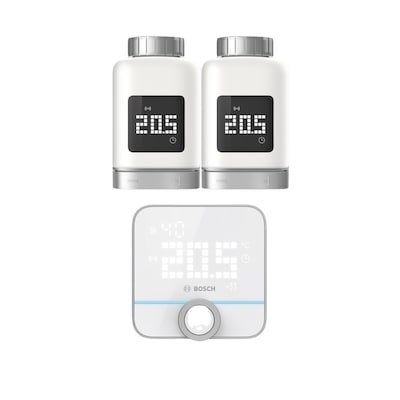 02 L  günstig Kaufen-Bosch Smart Home Set Smarte Heizung • 2x Thermostat • Raumthermostat. Bosch Smart Home Set Smarte Heizung • 2x Thermostat • Raumthermostat <![CDATA[• Gezielte Temperatur-Steuerung in jedem Raum • Kontinuierliche Messung der