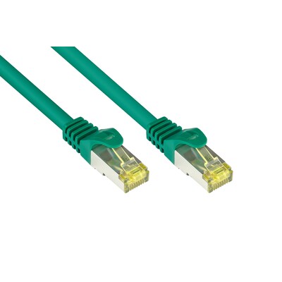 Stecker 2 günstig Kaufen-Good Connections Patchkabel mit Cat. 7 Rohkabel S/FTP 0,15m grün. Good Connections Patchkabel mit Cat. 7 Rohkabel S/FTP 0,15m grün <![CDATA[• Patchkabel mit Cat. 7 Rohkabel und Rastnasenschutz • Anschlüsse: 2x RJ45-Stecker, Belegung: 1:1 na