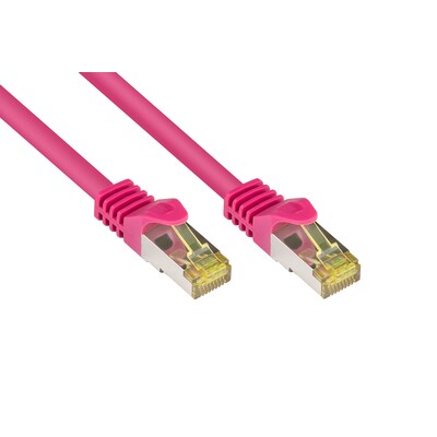 RJ45 günstig Kaufen-Good Connections Patchkabel mit Cat. 7 Rohkabel S/FTP 0,15m magenta. Good Connections Patchkabel mit Cat. 7 Rohkabel S/FTP 0,15m magenta <![CDATA[• Patchkabel mit Cat. 7 Rohkabel und Rastnasenschutz • Anschlüsse: 2x RJ45-Stecker, Belegung: 1:1 nach E