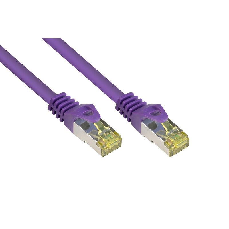 2x 1 günstig Kaufen-Good Connections Patchkabel mit Cat. 7 Rohkabel S/FTP 0,5m violett. Good Connections Patchkabel mit Cat. 7 Rohkabel S/FTP 0,5m violett <![CDATA[• Patchkabel mit Cat. 7 Rohkabel und Rastnasenschutz • Anschlüsse: 2x RJ45-Stecker, Belegung: 1:1 nach EIA/TIA-