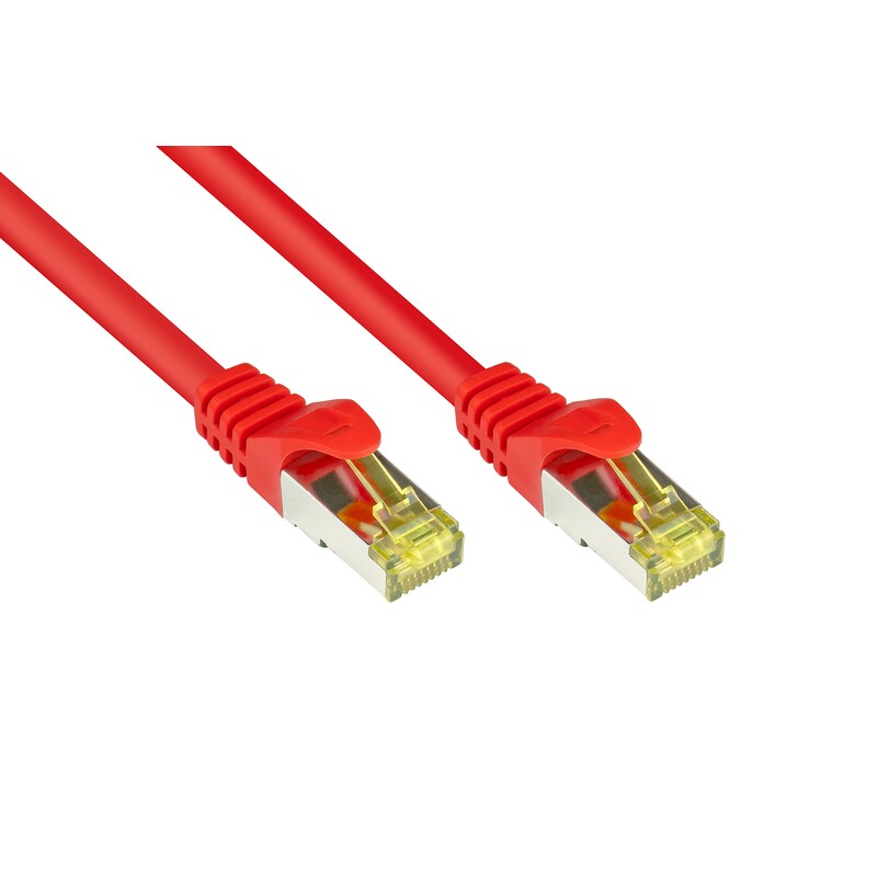 Rot und günstig Kaufen-Good Connections Patchkabel mit Cat. 7 Rohkabel S/FTP 1,5m rot. Good Connections Patchkabel mit Cat. 7 Rohkabel S/FTP 1,5m rot <![CDATA[• Patchkabel mit Cat. 7 Rohkabel und Rastnasenschutz • Anschlüsse: 2x RJ45-Stecker, Belegung: 1:1 nach EIA/TIA-568B • F