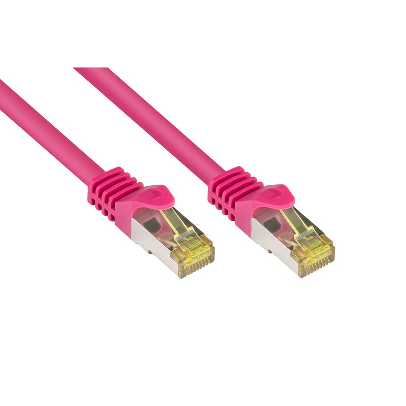 2x 1 günstig Kaufen-Good Connections Patchkabel mit Cat. 7 Rohkabel S/FTP 2m magenta. Good Connections Patchkabel mit Cat. 7 Rohkabel S/FTP 2m magenta <![CDATA[• Patchkabel mit Cat. 7 Rohkabel und Rastnasenschutz • Anschlüsse: 2x RJ45-Stecker, Belegung: 1:1 nach EIA/TIA-568B