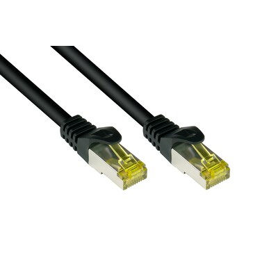 RJ45 Kabel günstig Kaufen-Good Connections Patchkabel mit Cat. 7 Rohkabel S/FTP 7,5m schwarz. Good Connections Patchkabel mit Cat. 7 Rohkabel S/FTP 7,5m schwarz <![CDATA[• Patchkabel mit Cat. 7 Rohkabel und Rastnasenschutz • Anschlüsse: 2x RJ45-Stecker, Belegung: 1:1 nach EIA